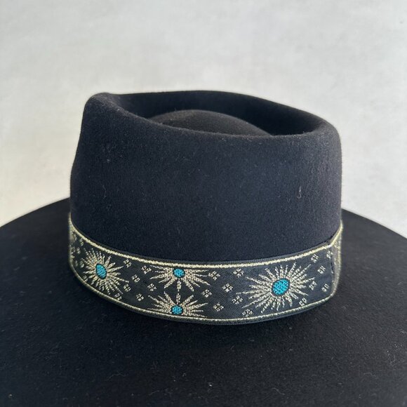 NWT Lack Of Color Phoenix Fedora Hat Sz Small Black Wool Ribbon Hat Band - Picture 6 of 10